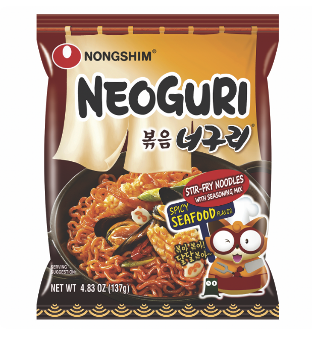 Neoguri Stir-Fry Spicy Seafood Flavor Noodles, Single Packet