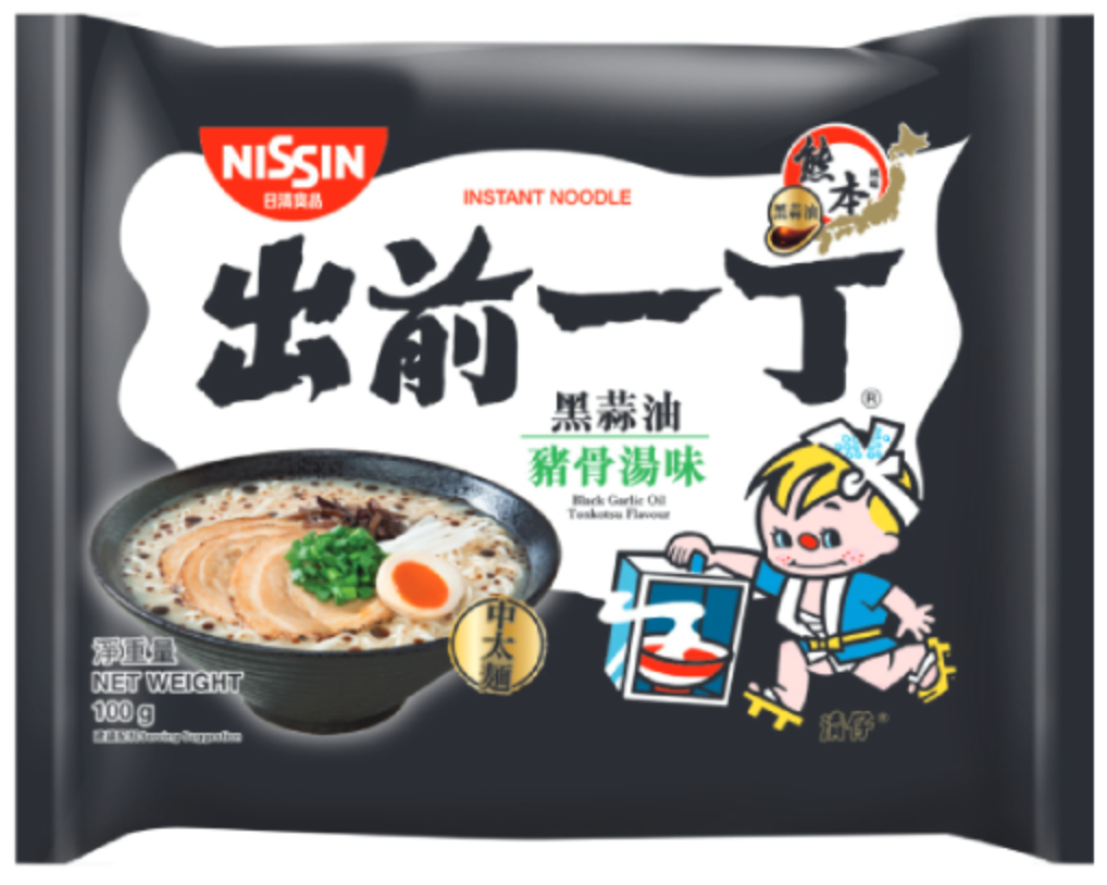 Nissin Demae Japanese Black Garlic Oil Tonkatsu Flavor Ramen, Single Packet