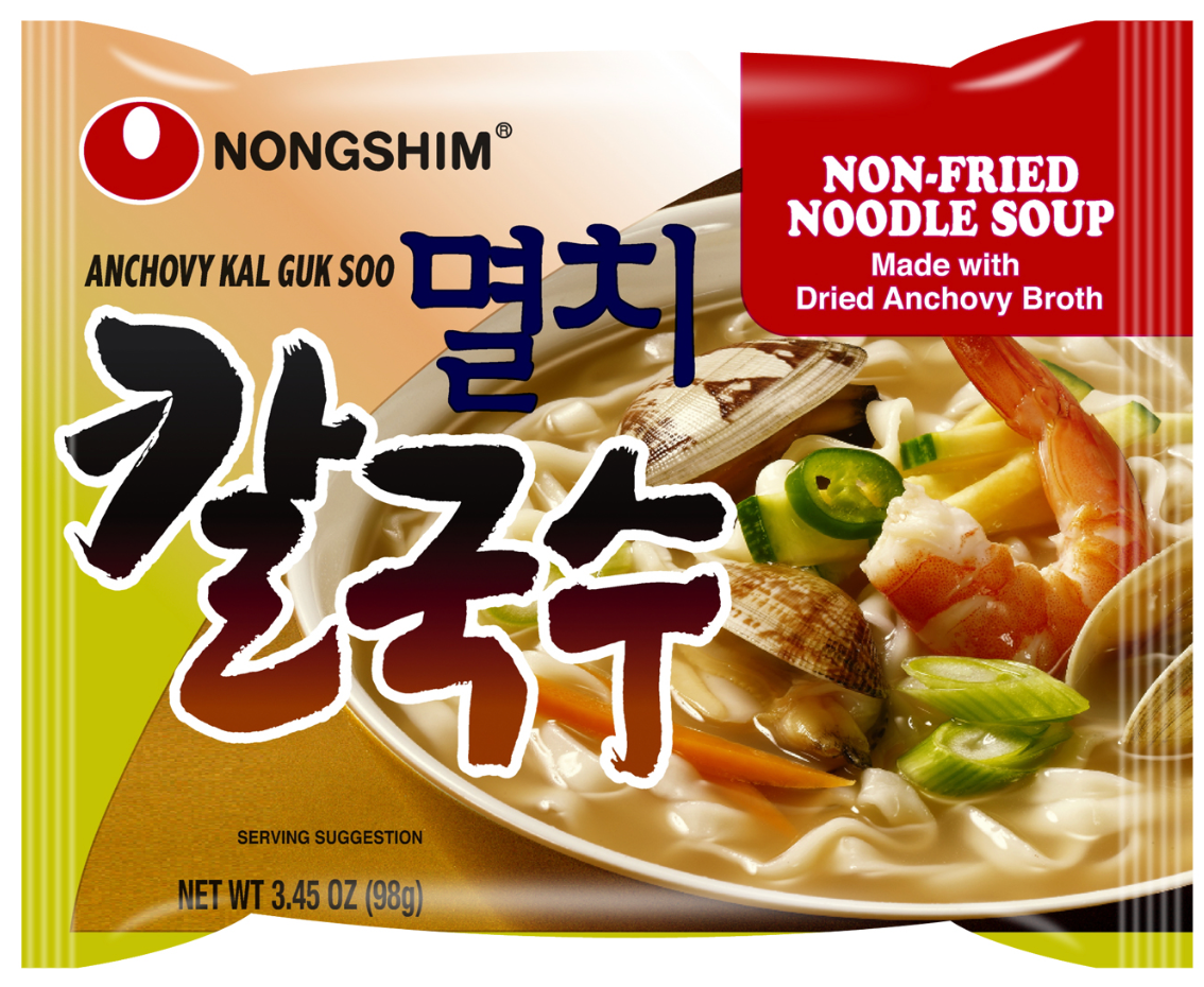 Nongshim Anchovy Kal Guk Soo Non-Fried Noodle Soup, Single packet