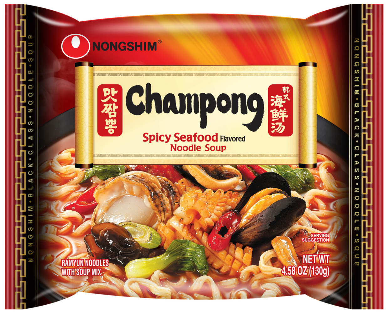Nongshim Champong Spicy Seafood Noodle Soup, Single packet