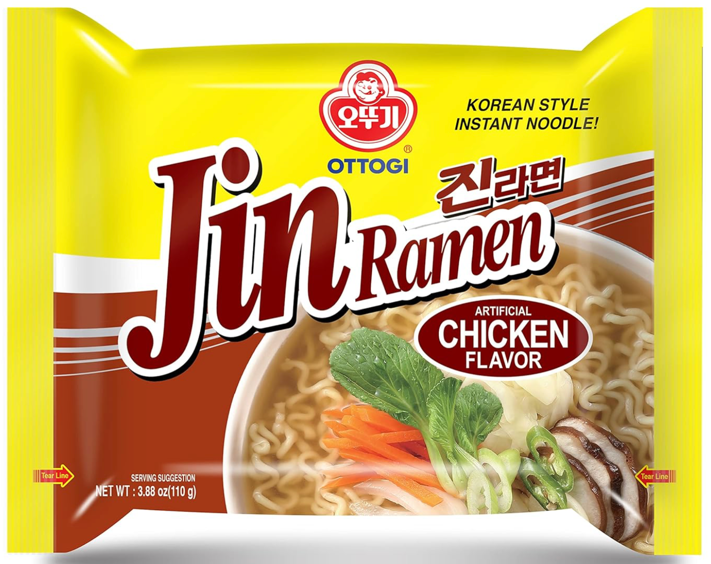 Ottogi Jin Chicken Flavor Ramen, single packet