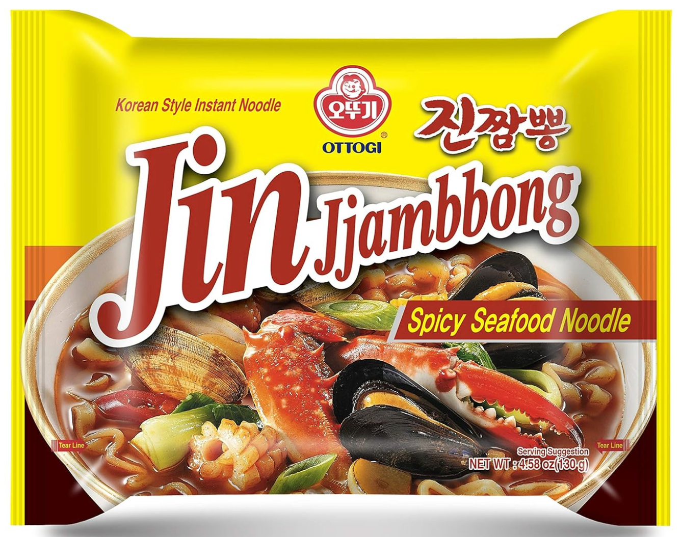 Ottogi Jin Jjambbong Spicy Seafood Ramen, single packet