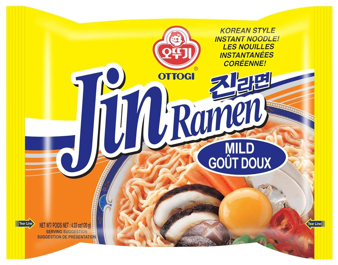 Ottogi Jin Ramen Mild, single packet