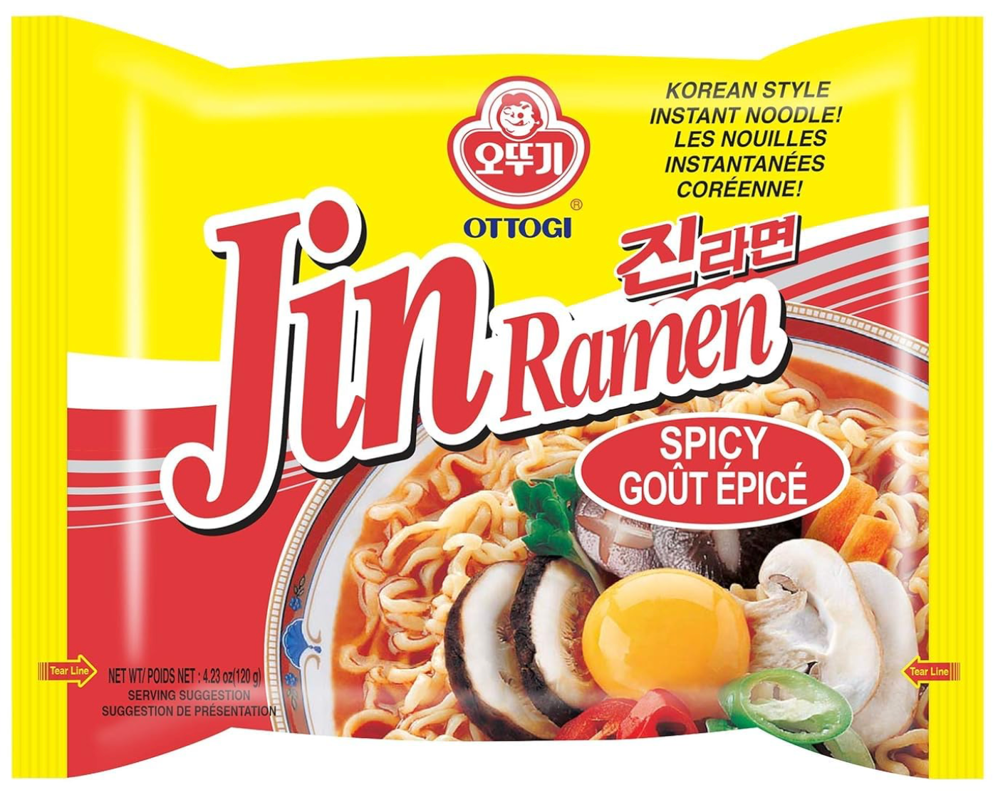 Ottogi Jin Ramen Spicy, single packet