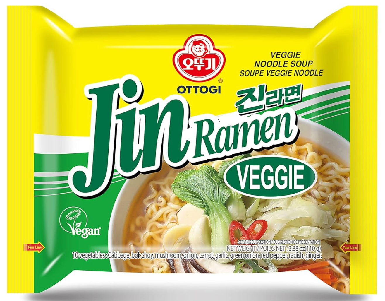 Ottogi Jin Veggie Ramen, single packet