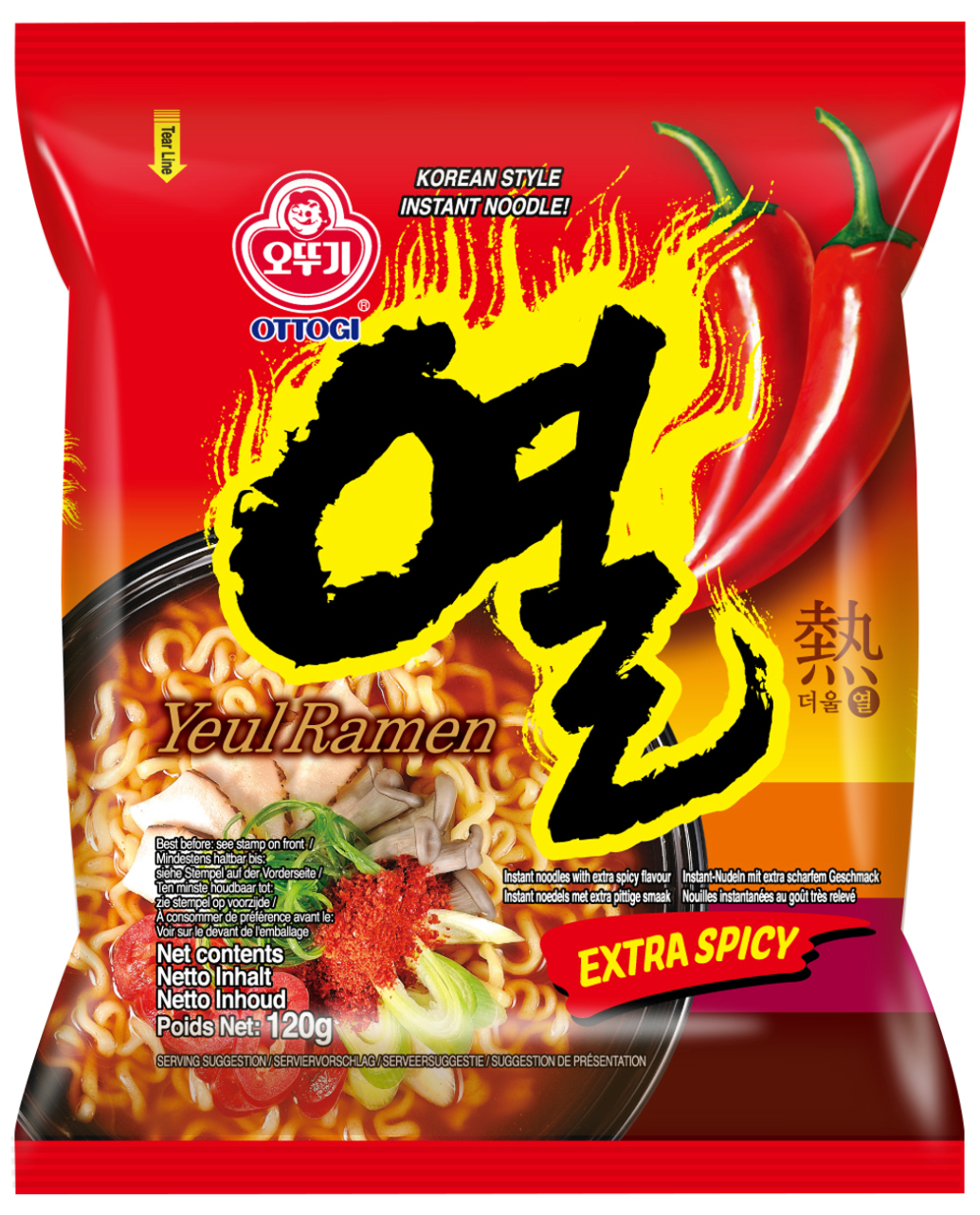 Ottogi Yeul Extra Spicy Ramen, single packet