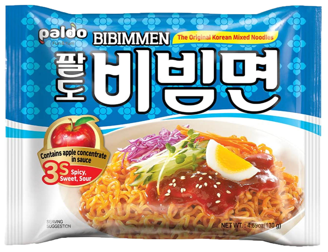 Paldo Bibimmen Original Korean Mixed Noodles, single packet