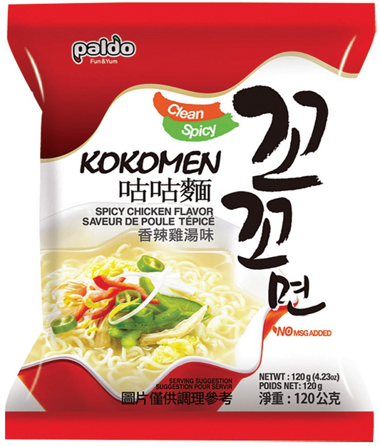 Paldo Kokomen Spicy Chicken Flavor Soup Ramen, single packet
