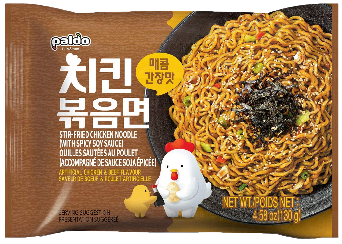 Paldo Stir-Fried Chicken Noodle (With Spicy Soy Sauce), single packet