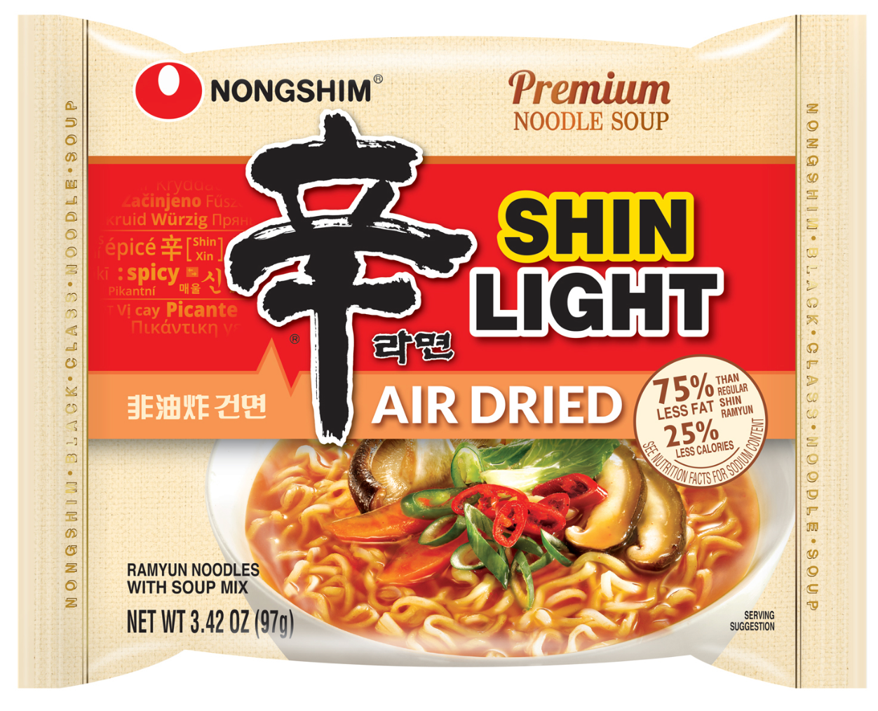 Shin Light Premium Spicy Air Dried Ramen, single packet