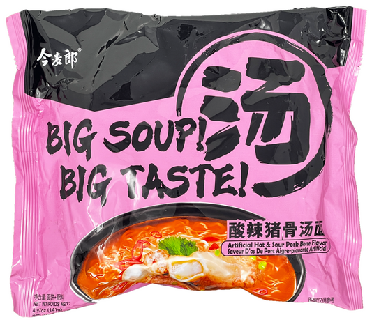 JML Big Soup Big Taste Hot & Sour Pork Bone Flavor Ramen, Single Packet