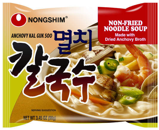 Nongshim Anchovy Kal Guk Soo Non-Fried Noodle Soup, Single packet