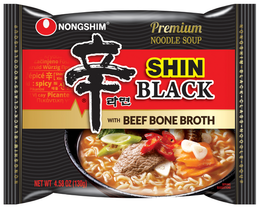 Shin Black Premium Spicy Ramen with Beef Bone Broth, single packet