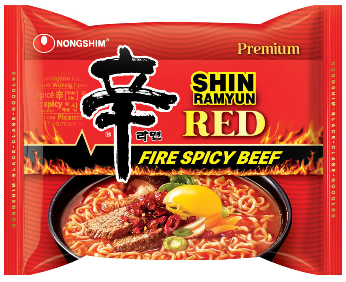 Shin Red Premium Fire Spicy Beef Flavor, single packet